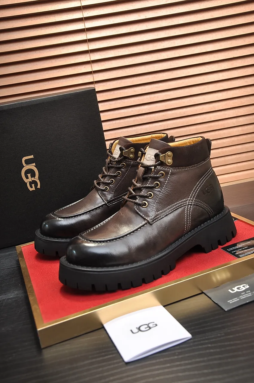 Men's shoes 💰640💶 [UGG] (full wool lining) top-end high-quality fur-in-one warm snow boots from Australia's warm luxury brand men's shoes, UGG-5877 official website synchronized, made of imported cowhide, carefully sewn...Imported rubber foam outsole (comfortable, soft, wear-resistant) The quality is really great...Exquisite workmanship, you can't put it down at first sight, available in sizes 39-44